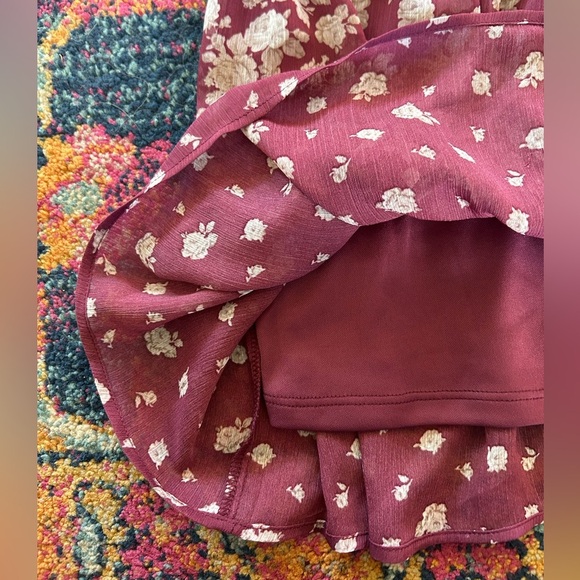 NWT Altar’d State | Women’s plum Theresa tiered white floral lined mini dress, L - Picture 12 of 16